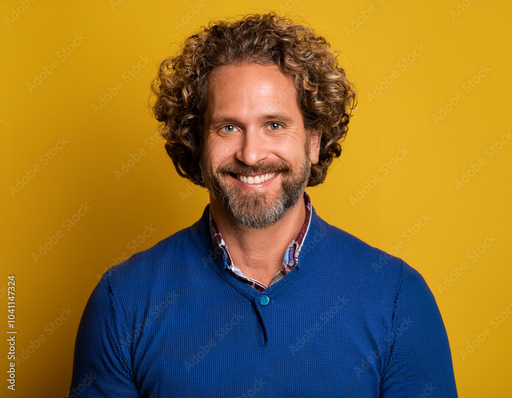 Fototapeta premium Studio Portrait of Handsome Mature Man Happily Smiling