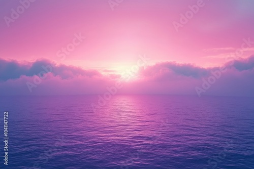 Pink and Purple Sunset Over a Calm Ocean