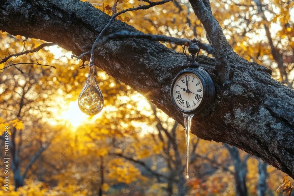 Naklejka premium Time Hanging by a Thread