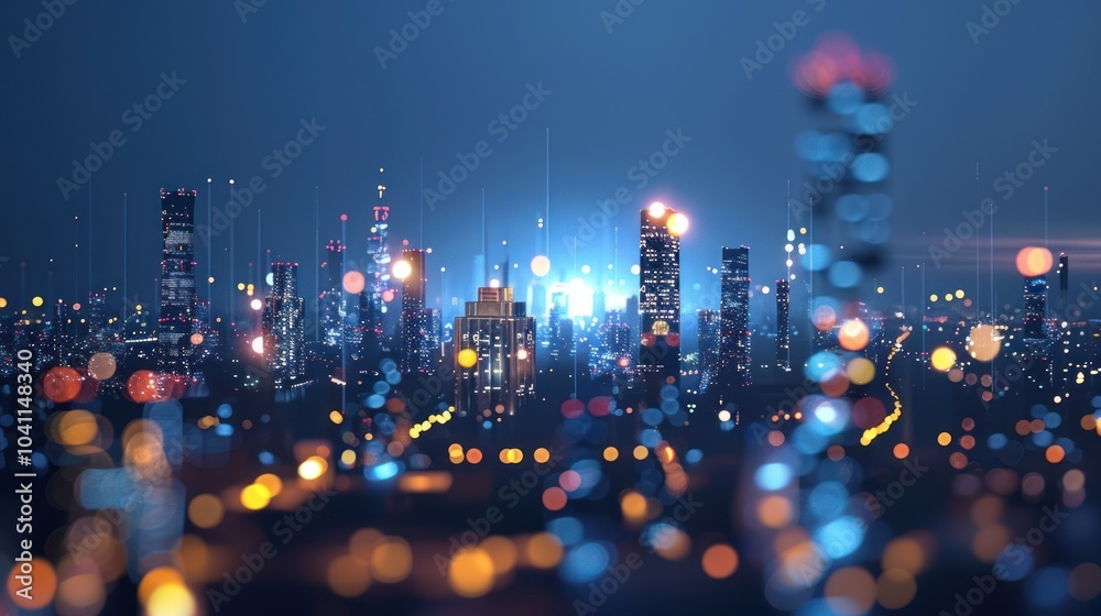 Nighttime Cityscape with Blurry Lights Nighttime Cityscape with Blurry Lights