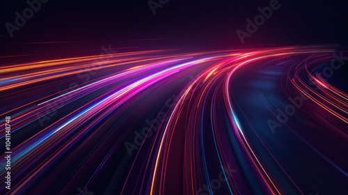 Abstract Motion Blur With Neon Light Trails