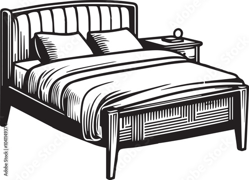 Bedroom Furniture, Home Decor, Interior Design Vector