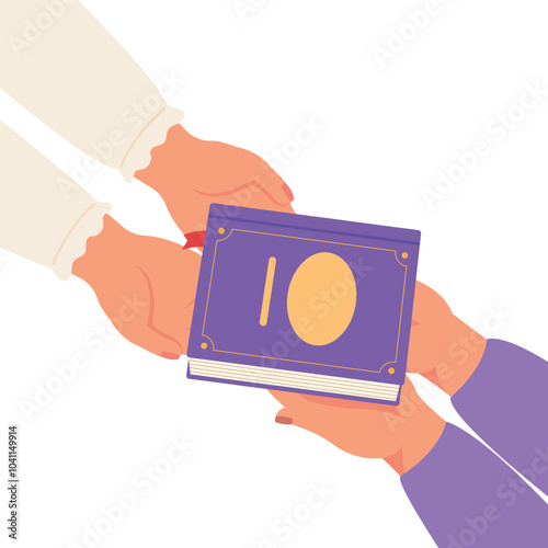 Hand holding a book, Sharing book for education, give knowledge to people. Second hand books.