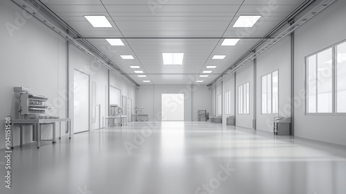 Minimalist Empty Interior of Modern Factory Space