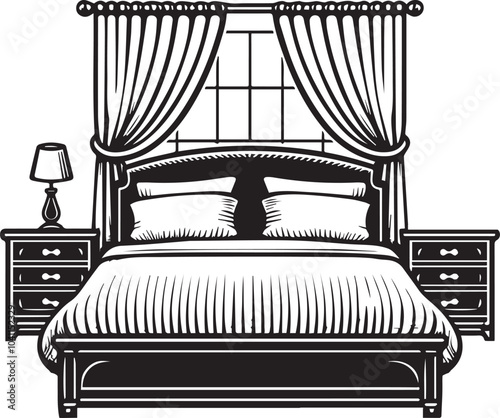 Bedroom Furniture, Home Decor, Interior Design Vector