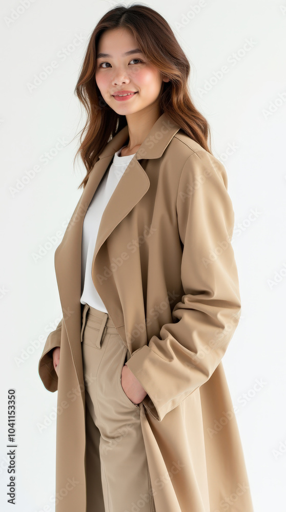 Neutral Fall Fashion Model Portrait in Stylish Outfit for Women – Elegant Coat, Jacket, and Layered Look for Autumn Fashion Photography Neutral Fall Fashion Model Portrait in Stylish Outfit for Women – Elegant Coat, Jacket, and Layered Look for Autumn Fashion Photography