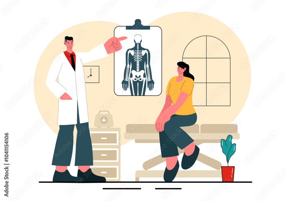 Εκτύπωση καμβά Chiropractor Vector Illustration of a Patient Undergoing Physiotherapy Rehabilit