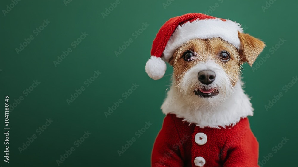 Adorable Dog in Festive Christmas Outfit