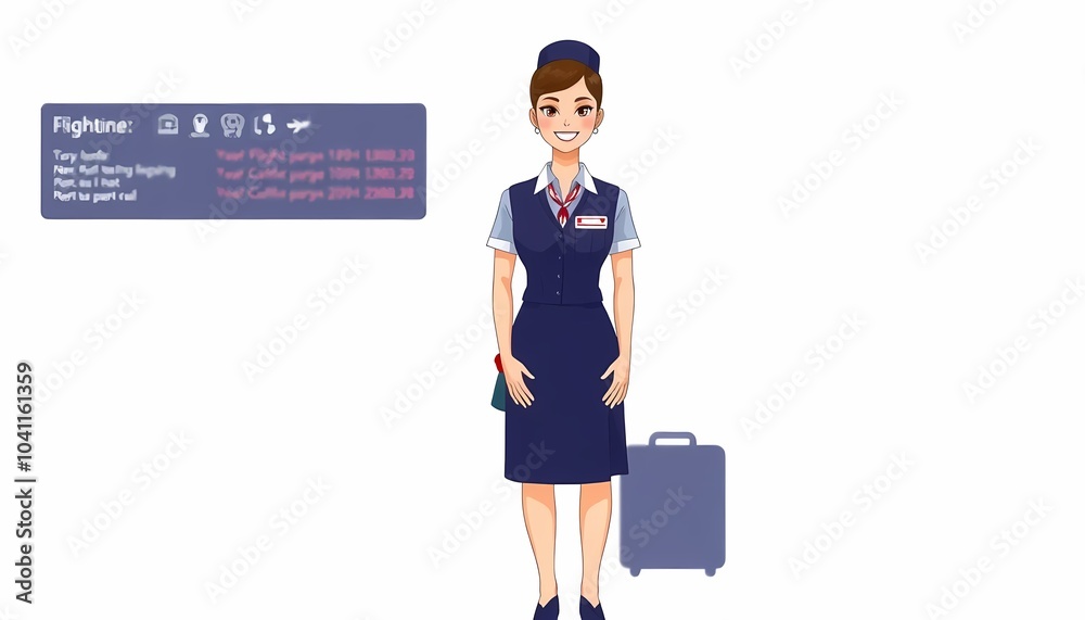 Friendly Flight Attendant Smiling Friendly Flight Attendant Smiling