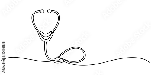 Continuous Line Drawing of Healthcare Icon. Hand Drawn Symbol Vector Illustration, Medicine stethoscope single continuous line art. Health care World Day medical science research doctor nurse