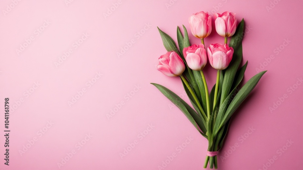 Pink Tulips on Pink Background Pink Tulips on Pink Background