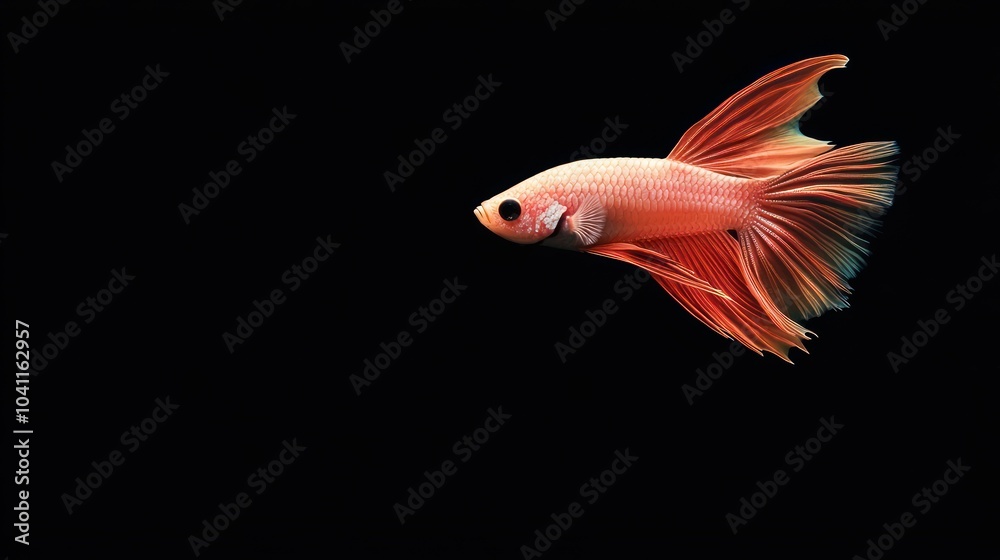 Orange Betta Fish on Black Background Orange Betta Fish on Black Background