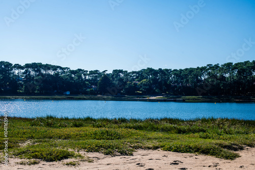 Magnificent landscape of the marine lake of Hossegor in the southwest of France