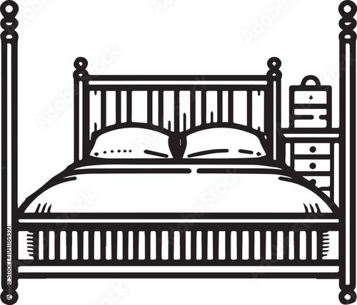 Bedroom Furniture, Home Decor, Interior Design Vector