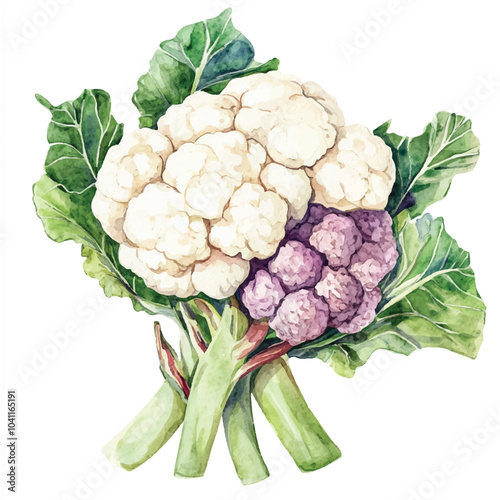 Cauliflower fruit watercolor clipart illustration