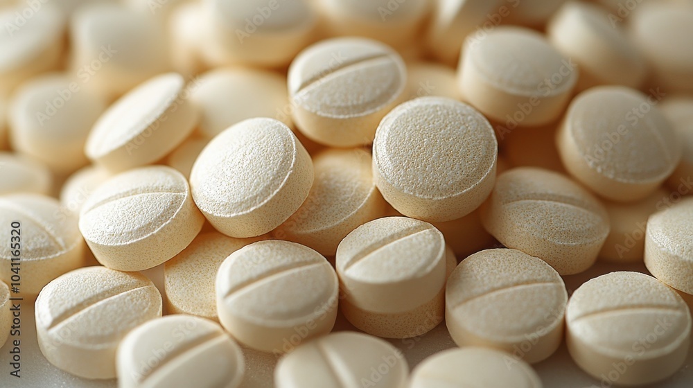 Close-up view of yellow tablets stacked together on a surface ready for distribution in a medical setting