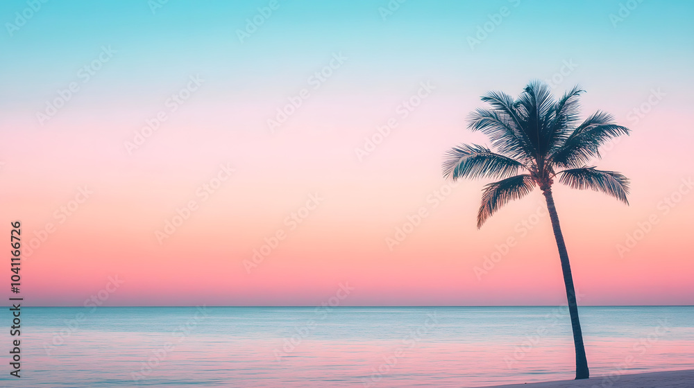 Palm Tree Silhouette at Sunset on a Tropical Beach Palm Tree Silhouette at Sunset on a Tropical Beach