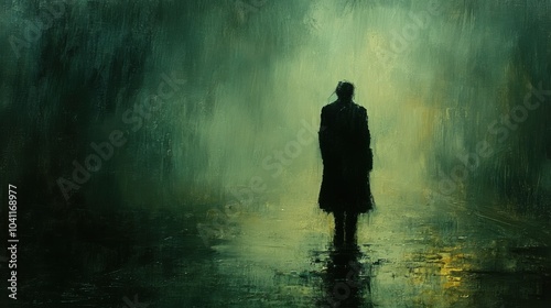 Solitary Figure in a Misty Street