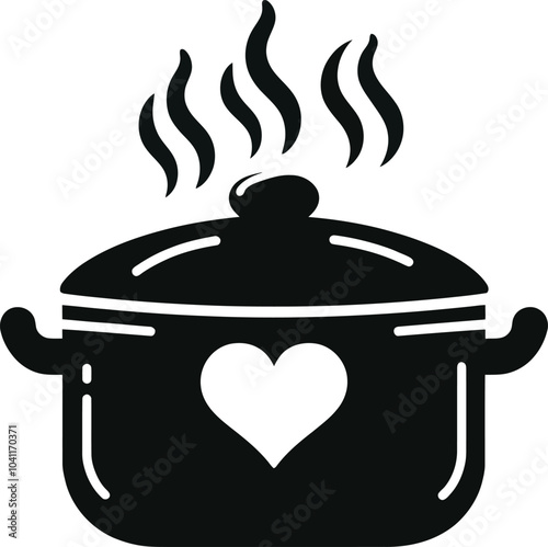 illustration of cooking pot with spoon