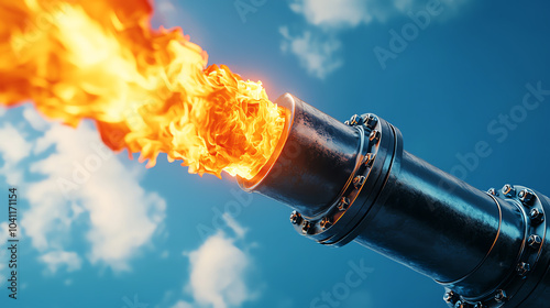 Detailed of a gas pipe releasing fire photo