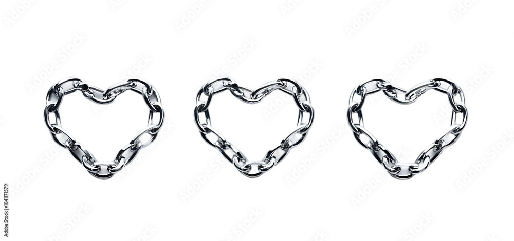 set of a Chains in the shape of a heart collection isolated transparent background set of a Chains in the shape of a heart collection isolated transparent background