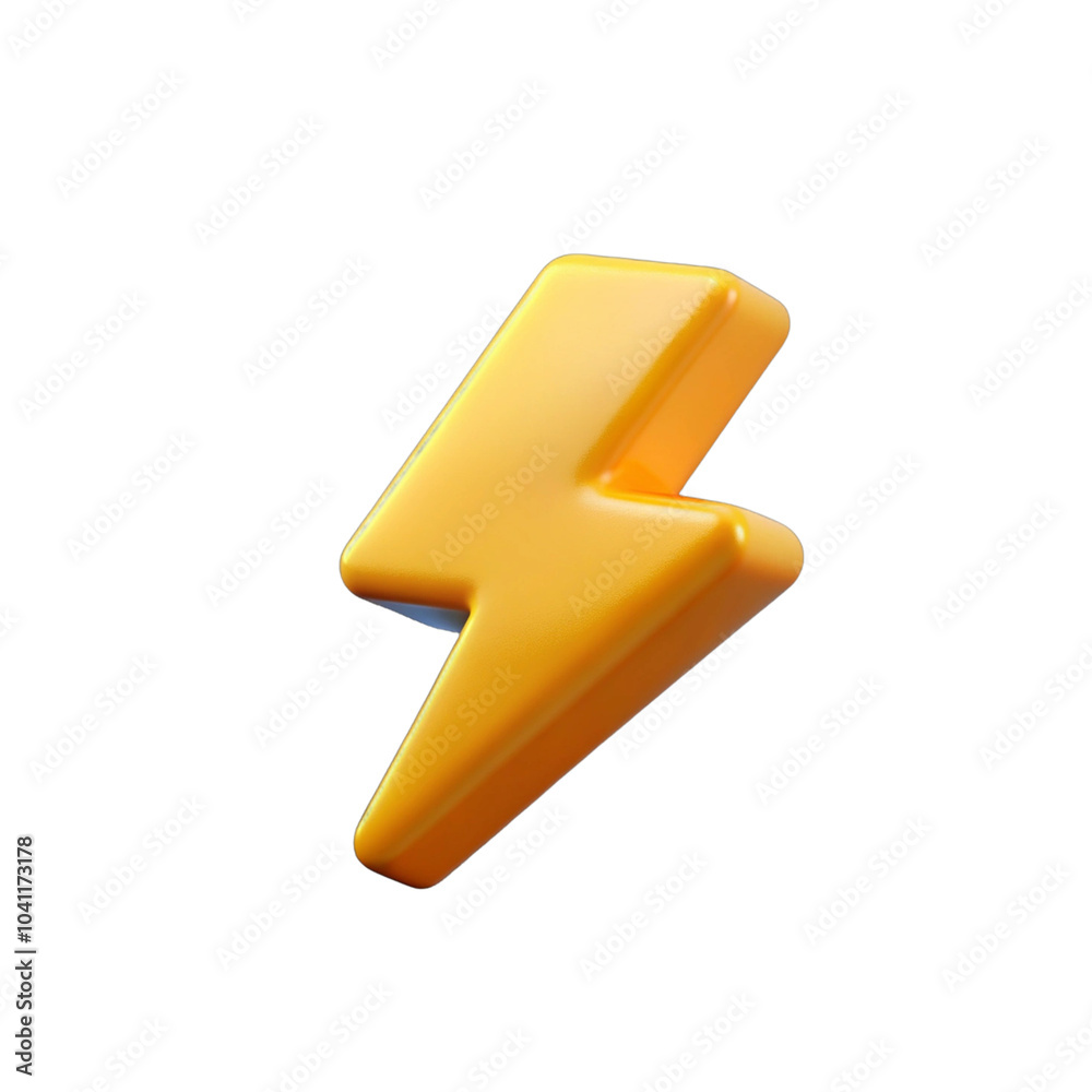 3D Electric Lightning Bolt Icon with Transparent Background 3D Electric Lightning Bolt Icon with Transparent Background