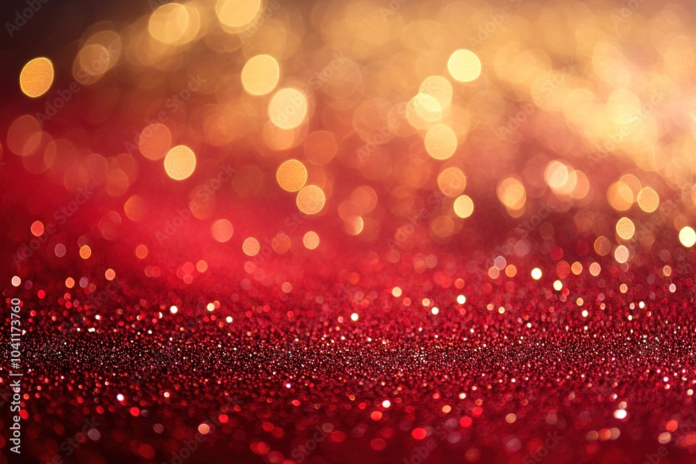 Abstract red and golden glitter bokeh for festive mood