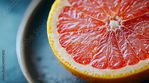 Vibrant Grapefruit Slice with Neatly Arranged Segments Showcasing Citrus Fruit s Allure photo