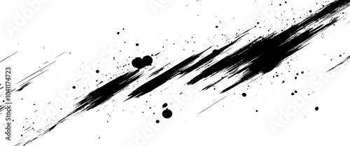 Vector Black Ink Splatter Brush Stroke on White Background