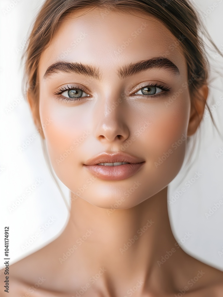 Captivating Close up Portrait of an Attractive and Radiant Woman with Delicate Facial Features Captivating Close up Portrait of an Attractive and Radiant Woman with Delicate Facial Features