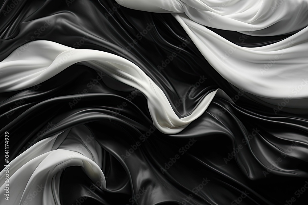 Fototapeta premium Black and white fabric swirled together.