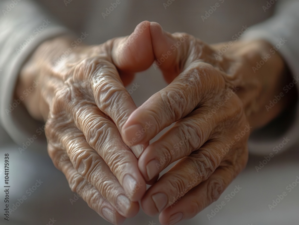 Fototapeta premium Close-up of Wrinkled Hands Clasped Together