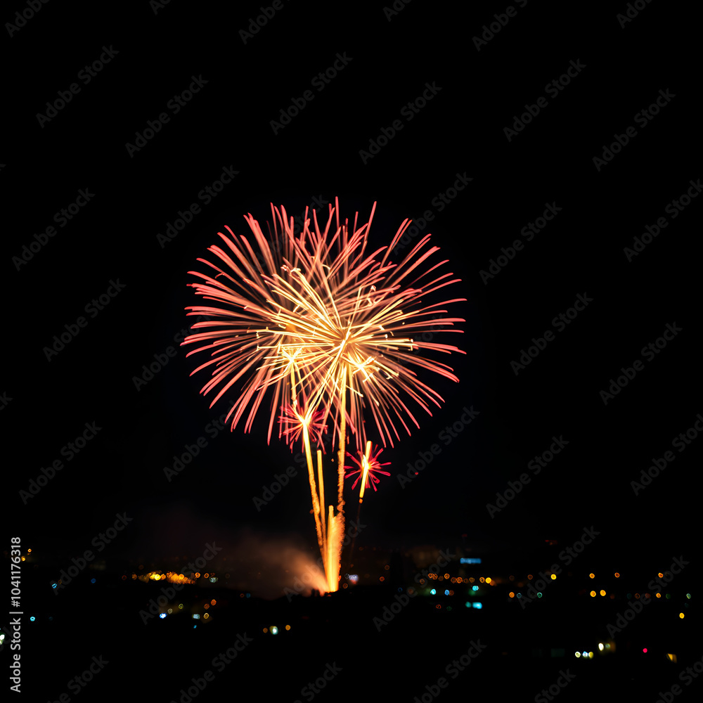 Fireworks with fireworks on the background Fireworks with fireworks on the background