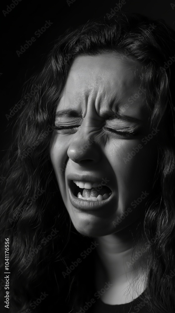 Black and White Portrait of a Woman Crying in Distress Black and White Portrait of a Woman Crying in Distress