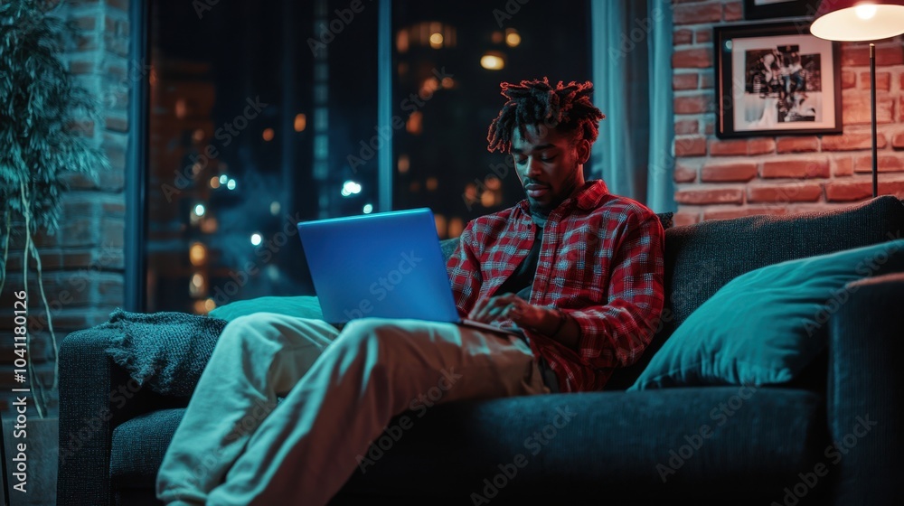 Obraz premium The Urban Evening Workspace