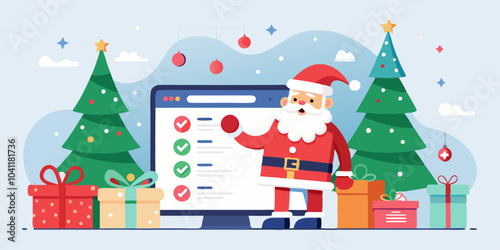 Christmas checklist with santa claus: holiday organization and festive preparation