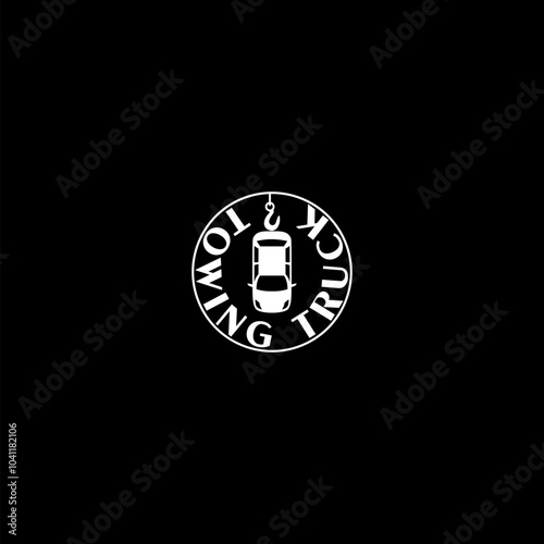 Car transportation truck or evacuation loader vehicle icon isolated on dark background