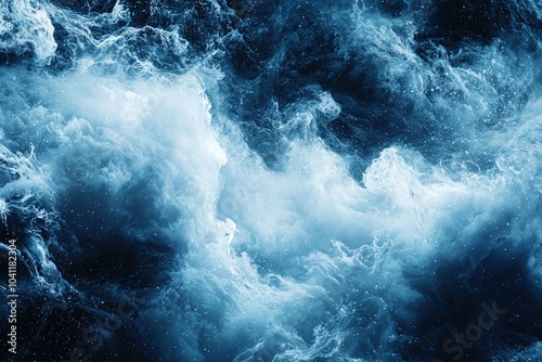 Abstract Cosmic Cloudscape with Swirling White and Blue Hues