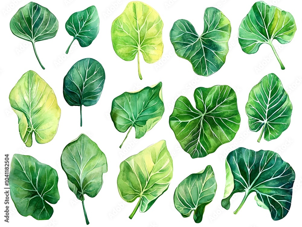 Vibrant Watercolor Fig Leaves Symbolizing Growth and Abundance on Isolated White Background Vibrant Watercolor Fig Leaves Symbolizing Growth and Abundance on Isolated White Background