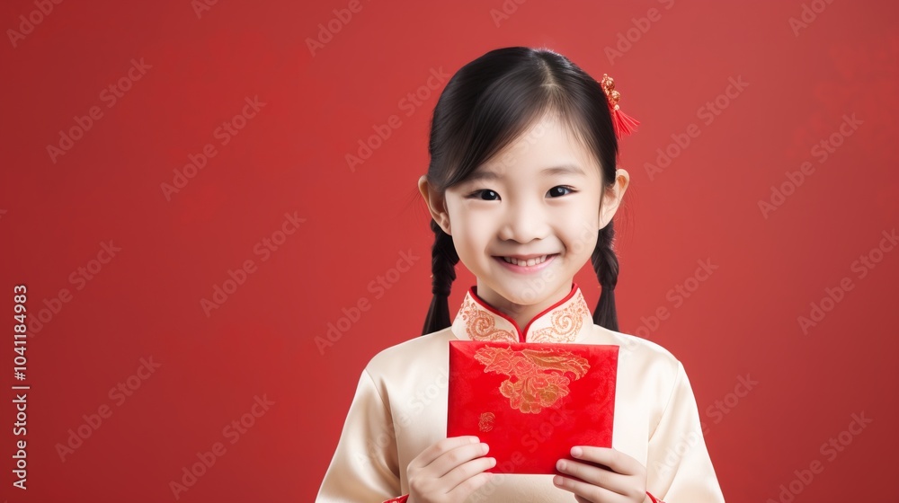 Asian Chinese girl greeting celebrating Chinese Lunar New Year festival Asian Chinese girl greeting celebrating Chinese Lunar New Year festival