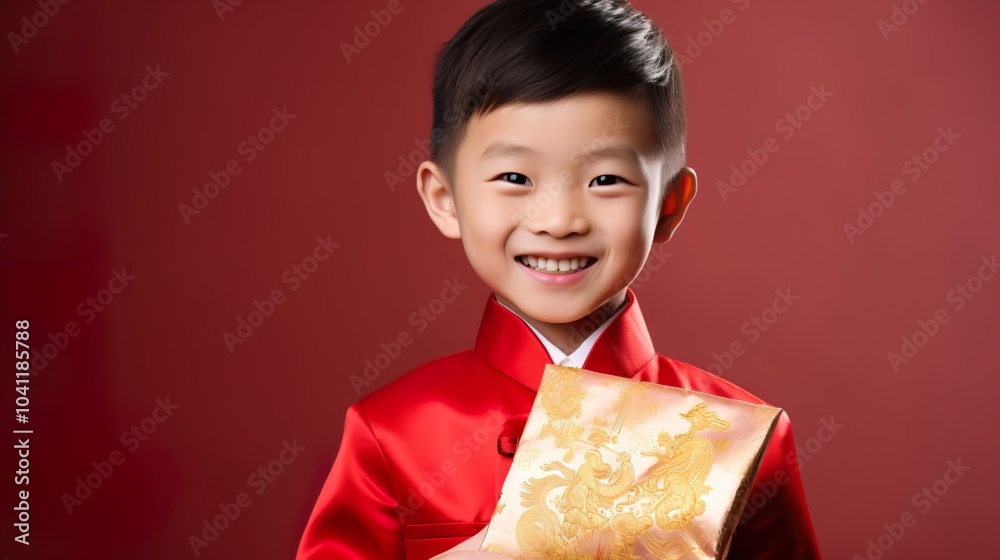 Asian Chinese boy greeting celebrating Chinese Lunar New Year festival Asian Chinese boy greeting celebrating Chinese Lunar New Year festival