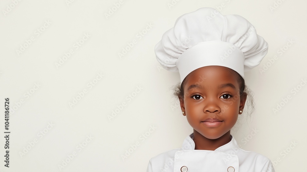 Black kid girl wearing chef costume Black kid girl wearing chef costume