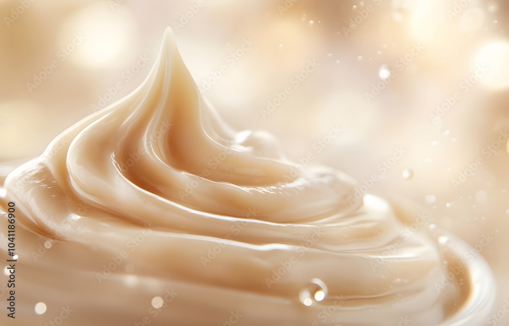 Close-up of mayonnaise, swirling motion, cream-colored background Close-up of mayonnaise, swirling motion, cream-colored background
