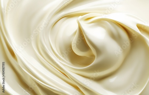 Close-up of mayonnaise, swirling motion, cream-colored background