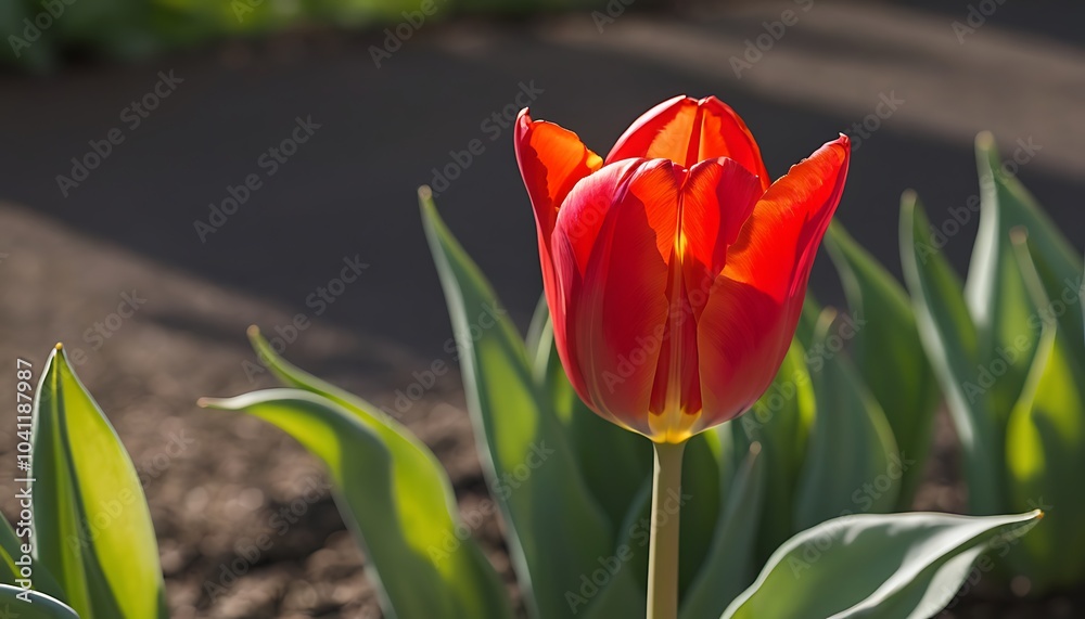 Fototapeta premium The flower's petals have a defined form in the sunlight, showcasing natural beauty and elegance