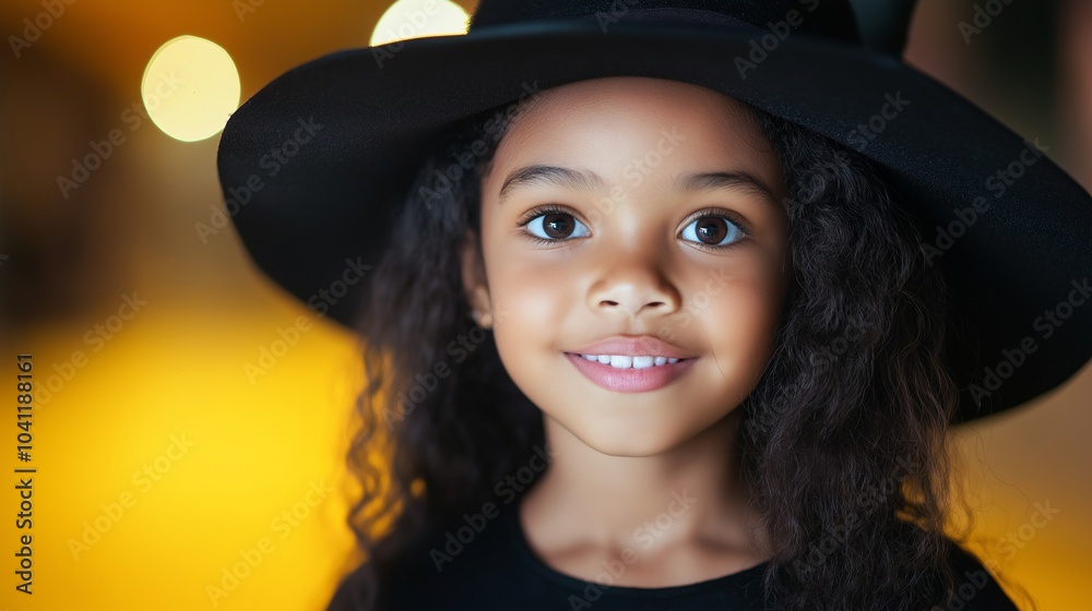 Black kid girl wearing witch costume Black kid girl wearing witch costume