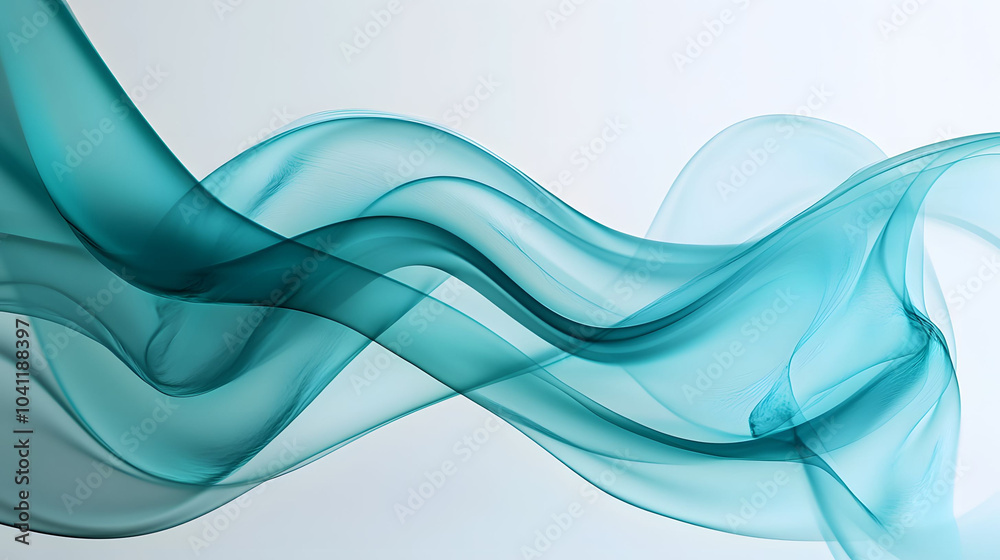 Fototapeta premium Liquid blue satin fabric waves softly, creating a luxurious backdrop with a shiny, smooth texture