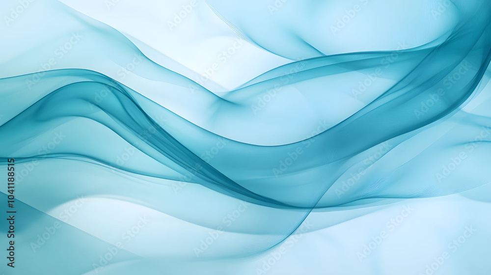 Fototapeta premium Liquid blue satin fabric waves softly, creating a luxurious backdrop with a shiny, smooth texture