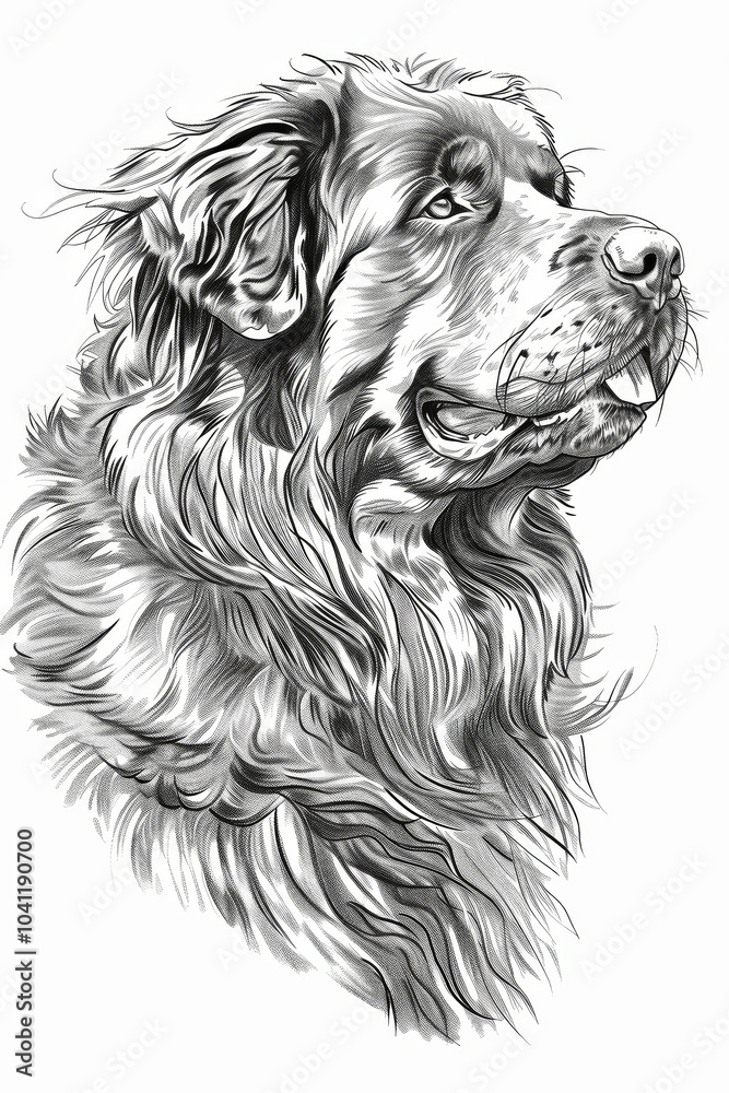 Stunning Pen and Ink Drawing of a Bernese Mountain Dog Stunning Pen and Ink Drawing of a Bernese Mountain Dog
