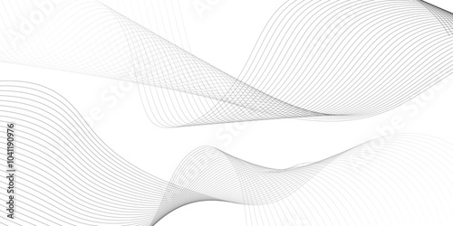 Abstract Gray wavy business and banner curve line background. Digital future technology concept. Line art striped graphic template, banner background. Vector illustration.

